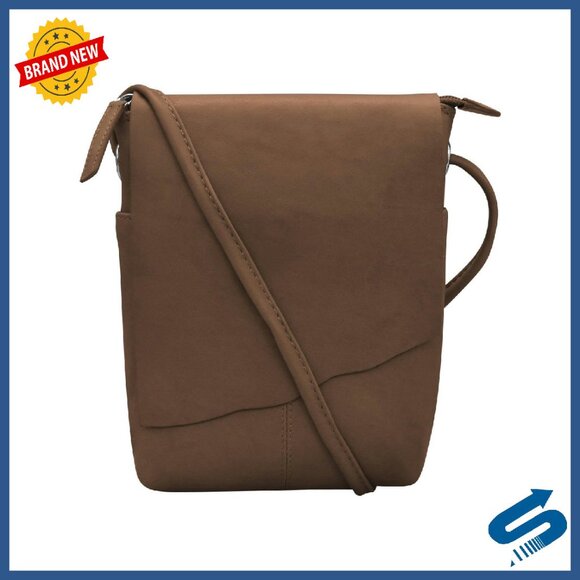 Genuine Leather Crossbody Bag with RFID Blocking Adjustable Strap